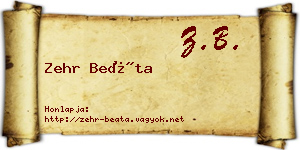 Zehr Beáta névjegykártya